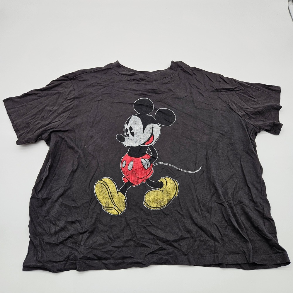 H&M Disney Mickey Mouse Graphic‎ T Shirt Charcoal Gray XL Vintage Look